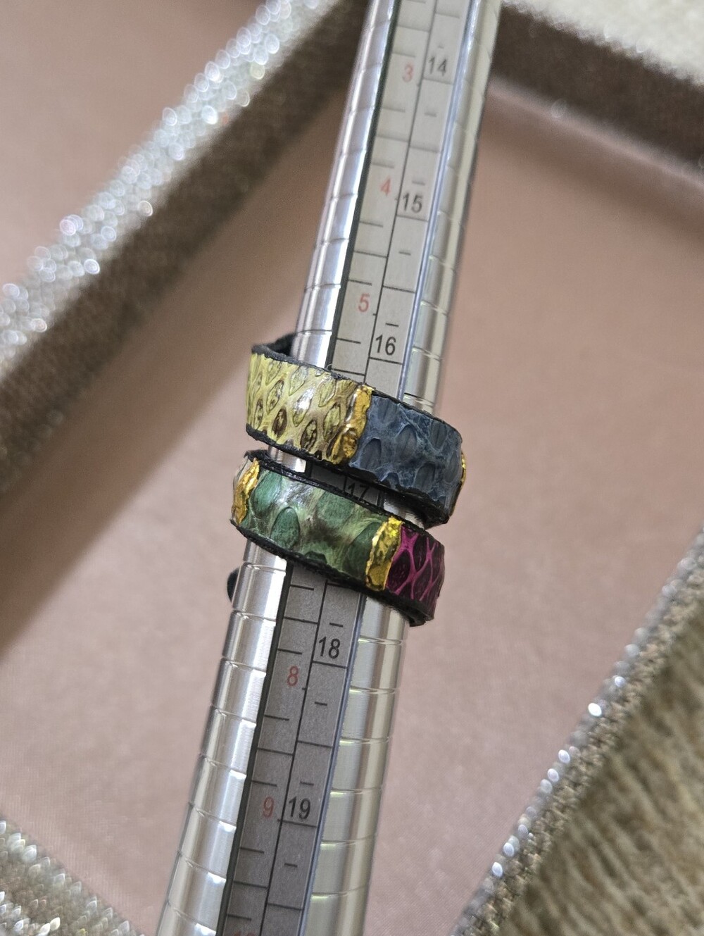 Hand Painted Leather Snake Wrap Ring - Picture 7 of 7